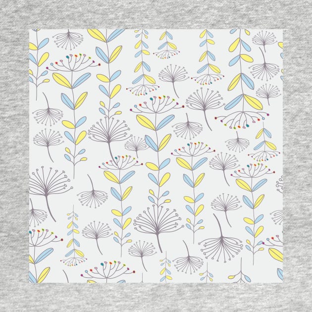 Yarrow floral pattern in Cottagecore style by IngaDesign